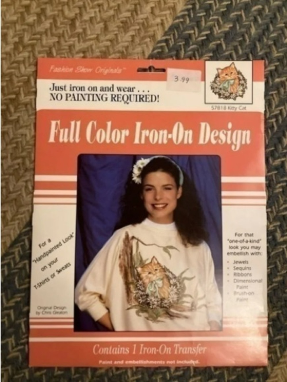 Full Color Iron-On Design Kit — Cream Cat Motif